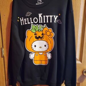 Hello Kitty Black Sweatshirt with Orange Pumpkin Graphic